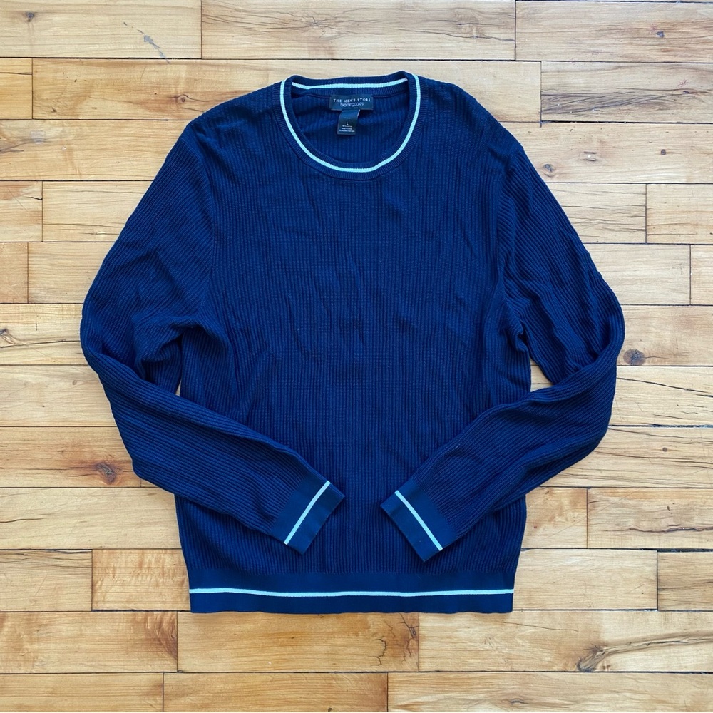 💙 EUC Men’s Bloomingdale’s Navy Ribbed Sweater - Size Large
